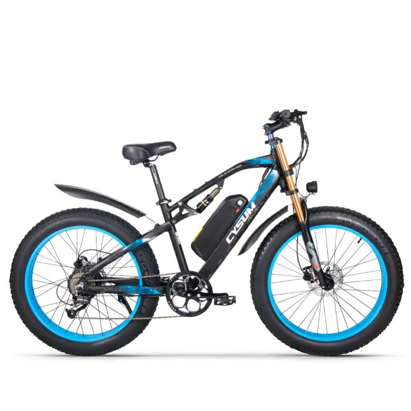 26 Inch Fat Tire E Bike With Full Suspension 1000Watt 17Ah Cysum M900