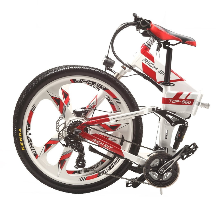 26 Inch Full Suspension Foldable Electric Bicycle Lithium Battery 36v 12.8ah