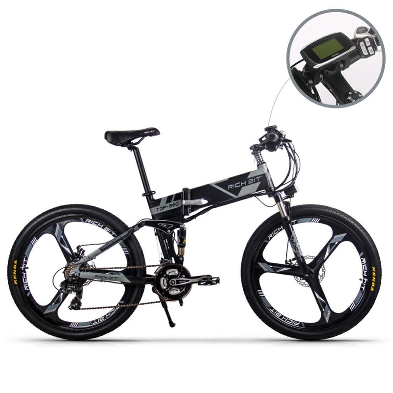 26 Inch Full Suspension Foldable Electric Bicycle Lithium Battery 36v 12.8ah